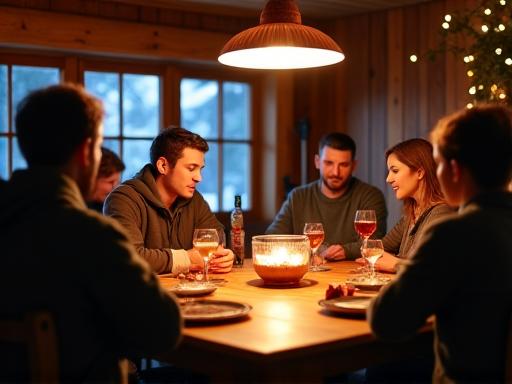 Gemütlicher Abend auf einer Almhütte nach einer langen Tour.
